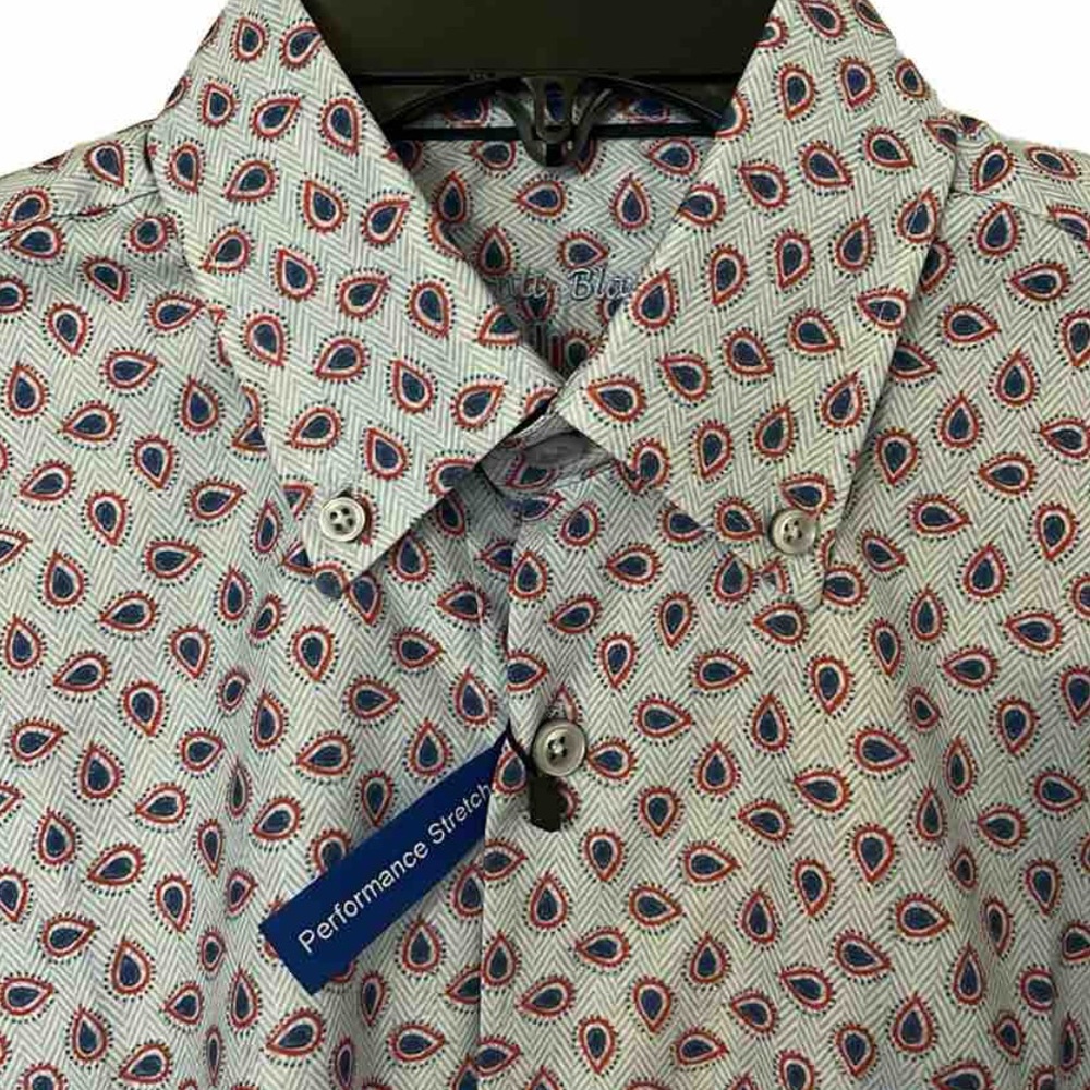 NWT Men”s Visconti Light Blue Paisley Long Sleeve Button Down Shirt w Front Pkt
